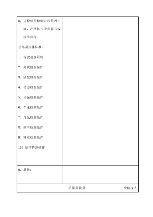 机动车安检站质量监督记录