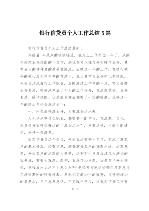 银行信贷员个人工作总结5篇.docx