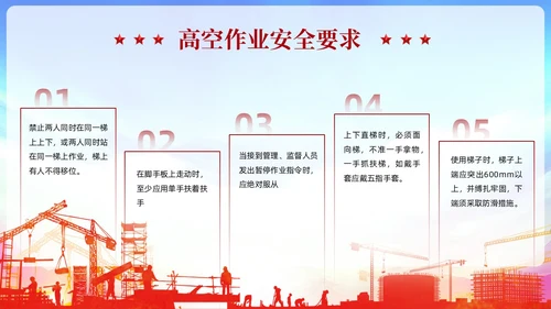 红色党政风高空作业安全管理规定员工培训PPT模板