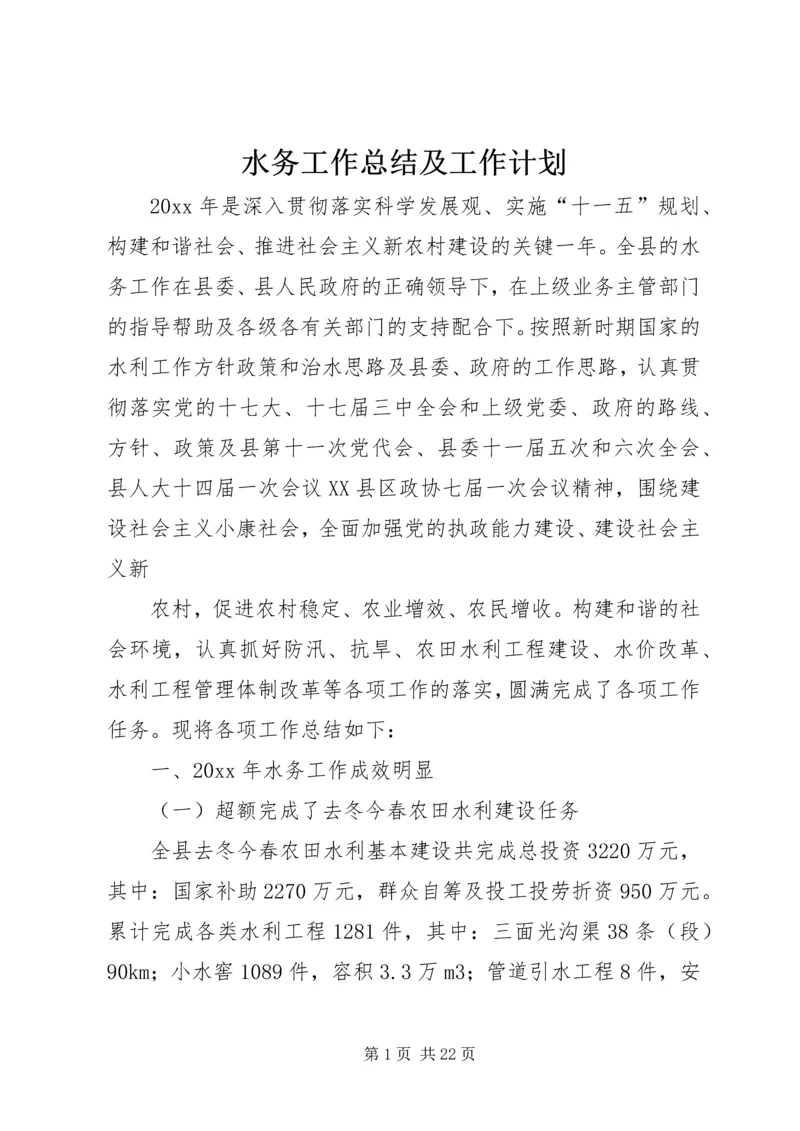 水务工作总结及工作计划精编.docx