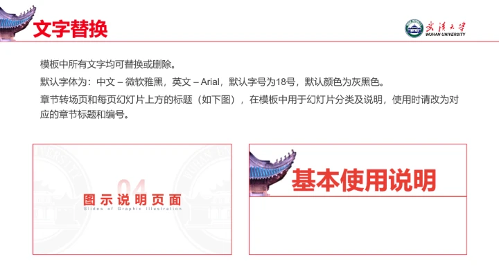 红色武汉大学专属学术汇报毕业答辩通用PPT模板