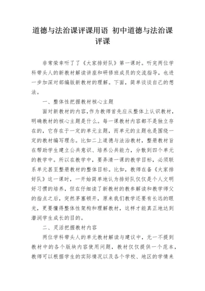 道德与法治课评课用语 初中道德与法治课评课.docx