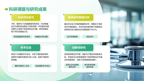 绿色商务风医生晋升述职报告PPT模板