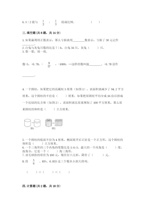 铁岭县六年级下册数学期末测试卷（综合卷）.docx