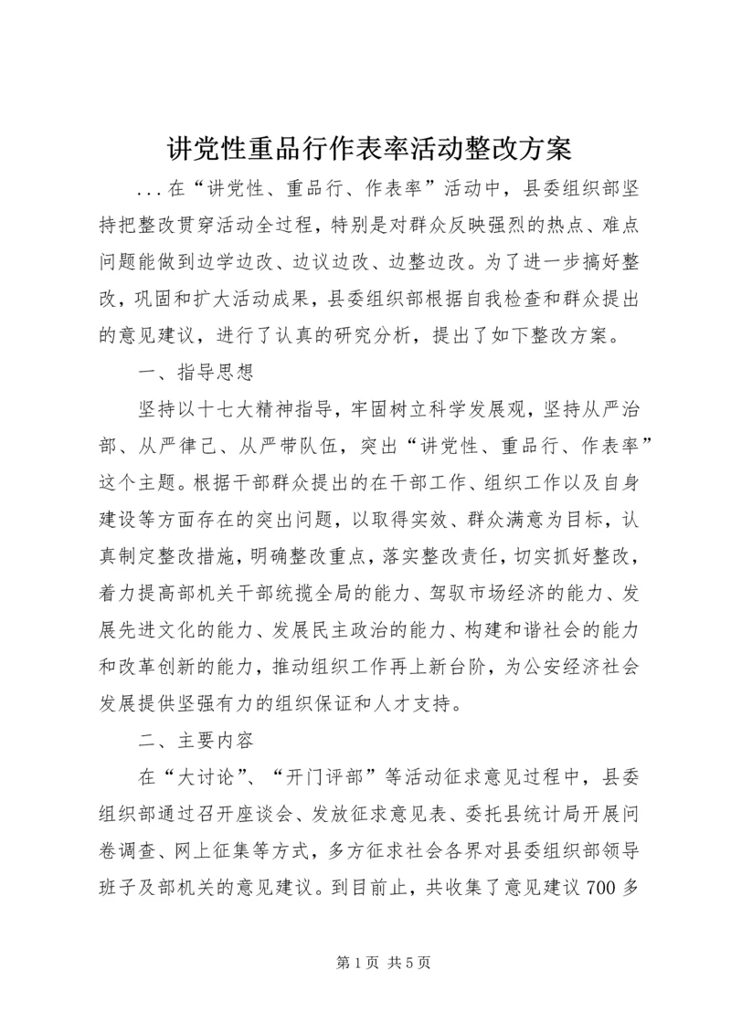 讲党性重品行作表率活动整改方案.docx