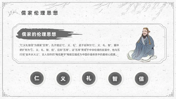 水墨色中国风孔子诞辰PPT模板