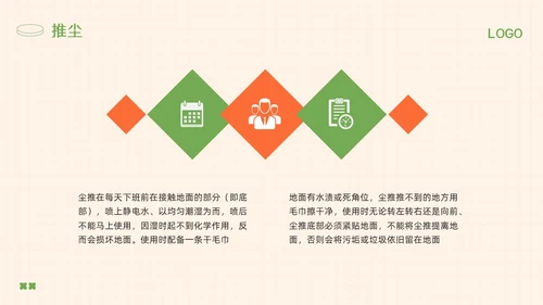 橙绿简约保洁人员培训教材PPT模板宣传PPT动态PPT保洁培训
