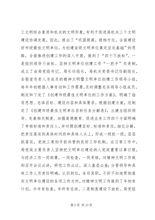 县水利局机关创建省级文明单位的自查报告 (5).docx