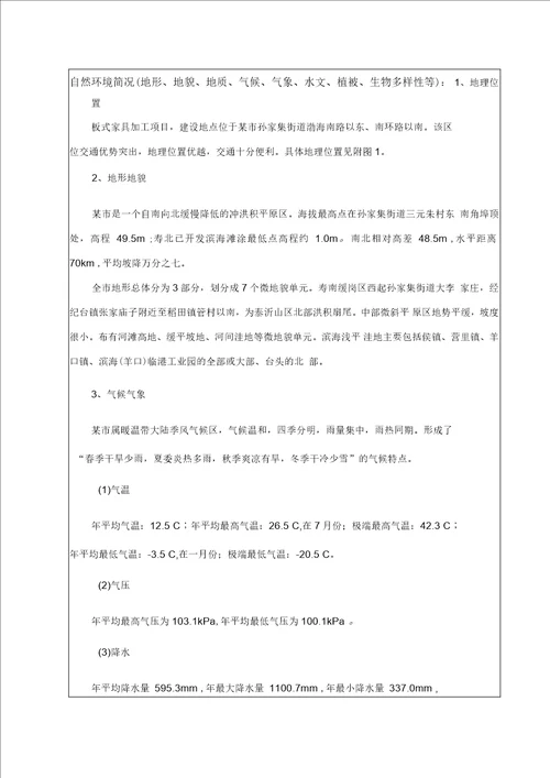 板式家具加工项目环境影响报告表