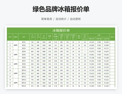 绿色品牌冰箱报价单