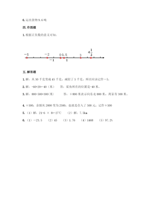 西师大版六年级上册数学第七单元 负数的初步认识 测试卷【巩固】.docx