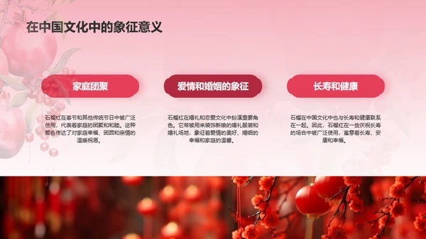 红色水彩中国传统配色石榴红介绍PPT模板