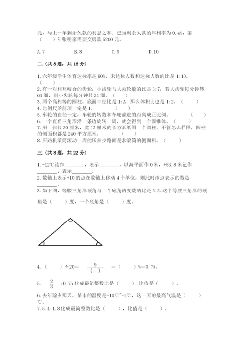 人教版数学小升初模拟试卷附完整答案（历年真题）.docx