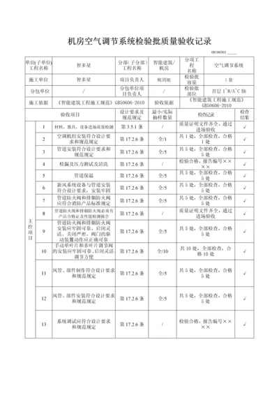 机房空气调节系统检验批质量验收记录.docx