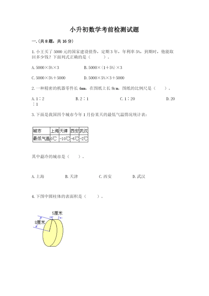 小升初数学考前检测试题word.docx