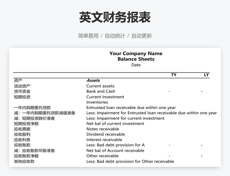 英文财务报表
