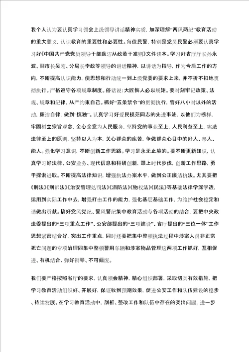 公安民警学习两风两纪心得体会