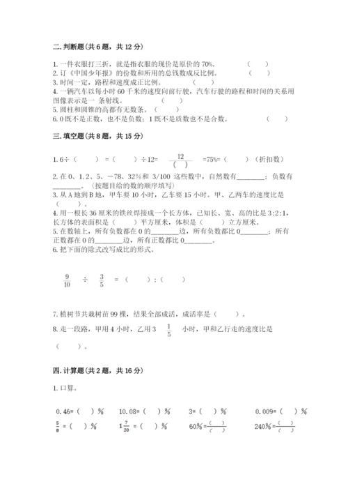 福州市晋安区六年级下册数学期末测试卷及答案1套.docx