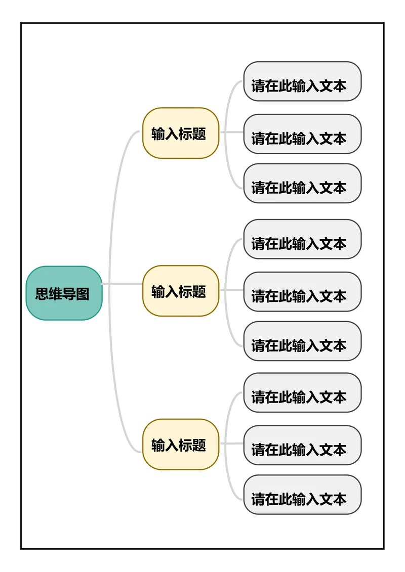 思维导图组织结构图简约模板