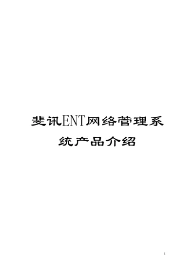 斐讯ENT网络管理系统产品介绍模板.docx