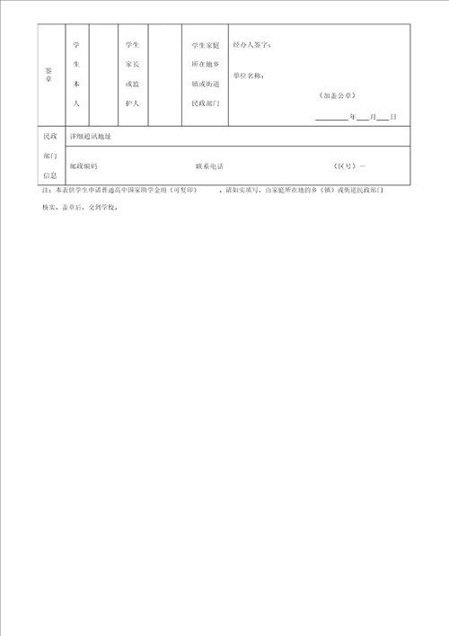 家庭经济情况调查表样表