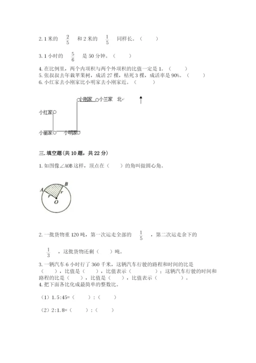 2022六年级上册数学期末测试卷含答案【考试直接用】.docx