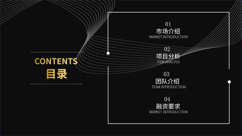 黑色简约线条创业计划书通用PPT模板