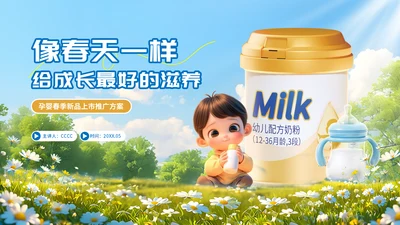 春季孕婴新产品上市推广方案，婴幼儿奶粉通用PPT模板