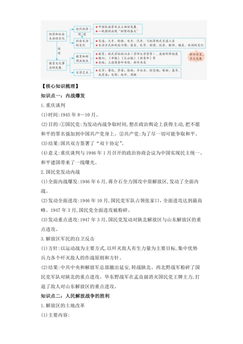 第七单元人民解放战争 第八单元  近代经济、社会生活与教育文化事业的发展  【备考讲义】