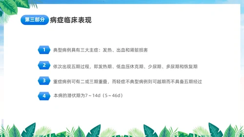 蓝色简约医疗肾综合出血热治疗预防讲座PPT护理