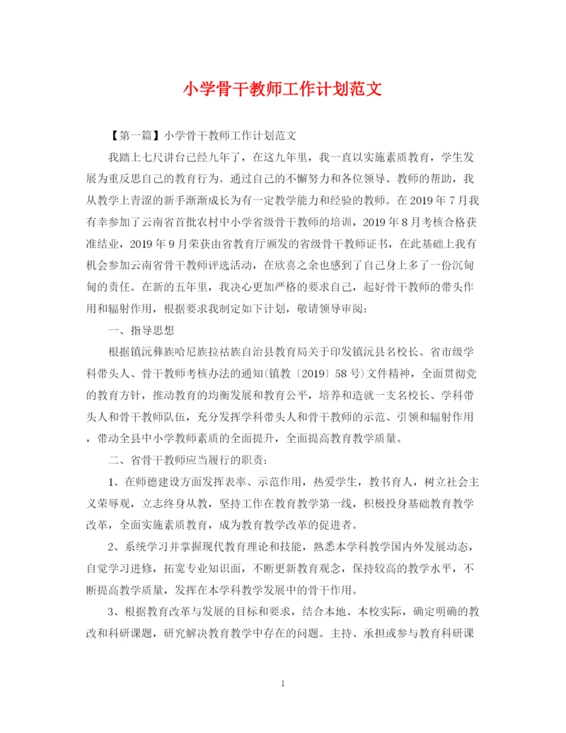 精编之小学骨干教师工作计划范文.docx