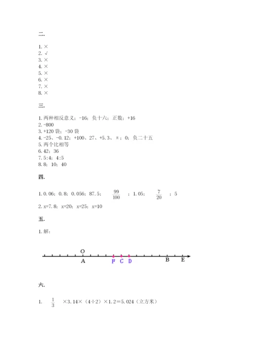 小升初数学综合模拟试卷及答案【名校卷】.docx