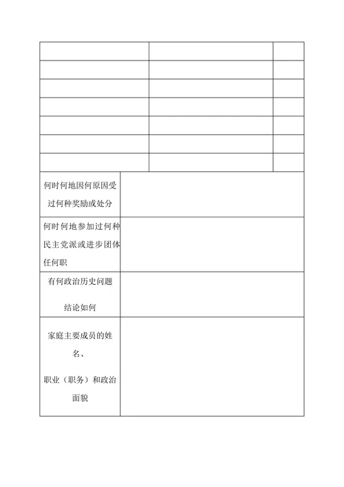 申请入党人员登记表