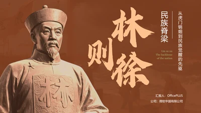 红色简约人物介绍之林则徐PPT模板