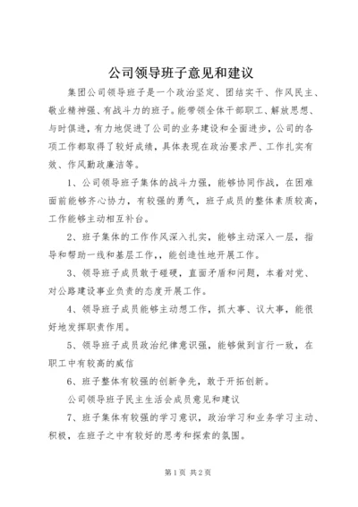 公司领导班子意见和建议.docx