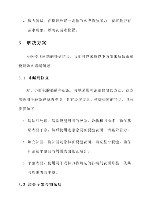 山东楼顶防水堵漏解决方案