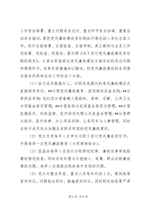 县中医院某年党风廉政建设工作计划.docx