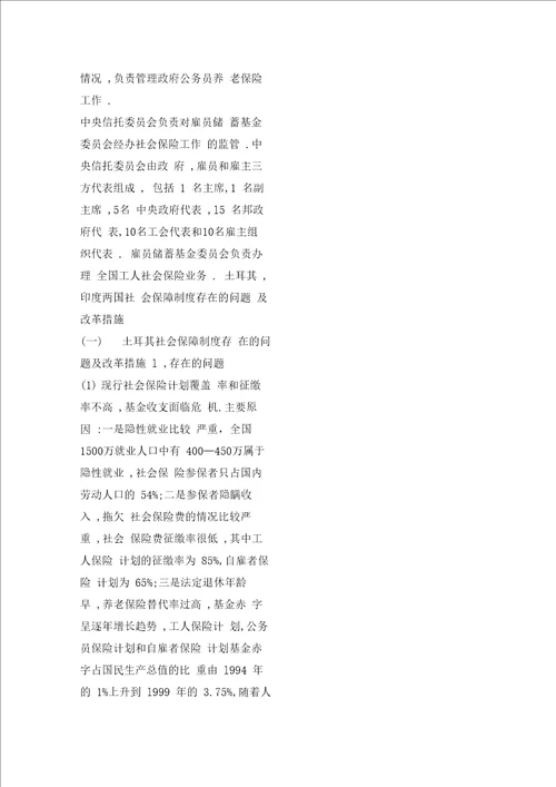 土耳其、印度的社会保障制度概况