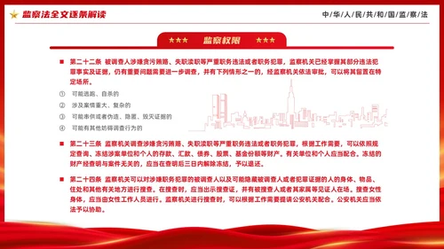 红色大气庄严监察法解读学习培训PPT条例监察