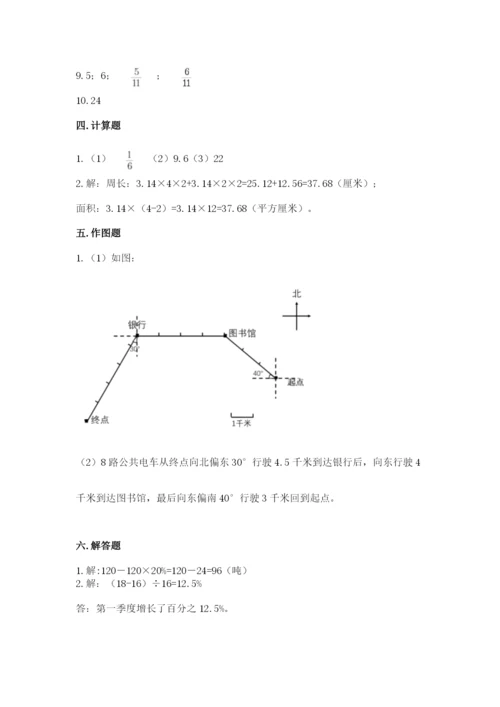 2022六年级上册数学期末测试卷及参考答案（轻巧夺冠）.docx