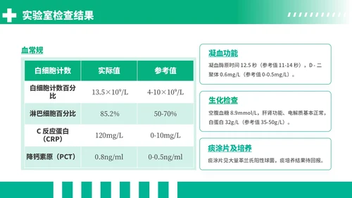 绿色商务风社区获得性肺炎病例分析PPT模板