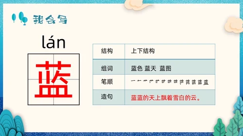 蓝色剪纸小学语文二年级下册PPT课件祖先的摇篮PPT模板宣小学语文二年级下册课件