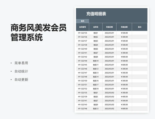 商务风美发会员管理系统