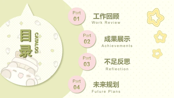 卜卜猫黄色卡通风学生会述职