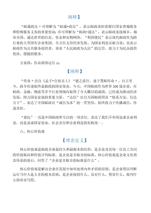 中国邮政企业文化理念