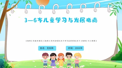 蓝色卡通36岁儿童学习和发展指南PPT课件指南解读