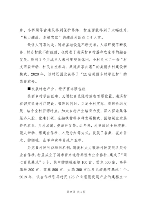 全省美丽乡村示范村建设事迹.docx