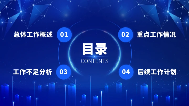 蓝色公司总结汇报述职PPT模板