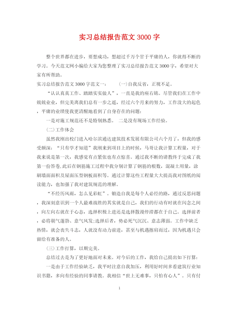 精编之实习总结报告范文3000字.docx