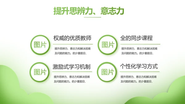 绿色清新学校教育培训工作总结动态PPT